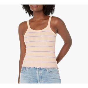 Billabong Women's Striped Ribbed Tank Top Peach Multi